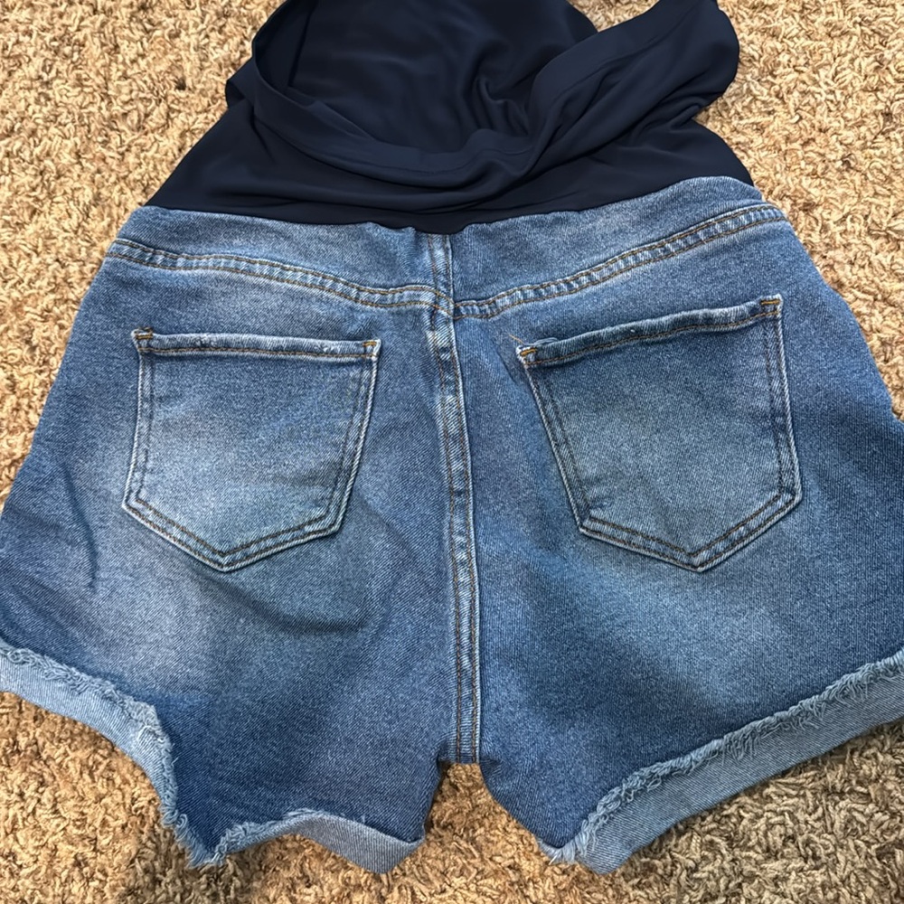 Denim Distressed Women's Shorts Maternity